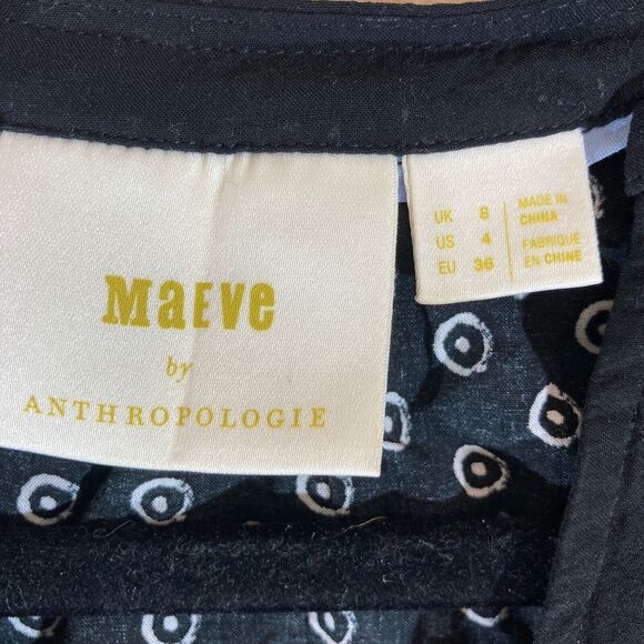 Maeve for Anthropologie Top Sz 4 Black Polka Dot Tank Business Casual Minimalist - Picture 2 of 9